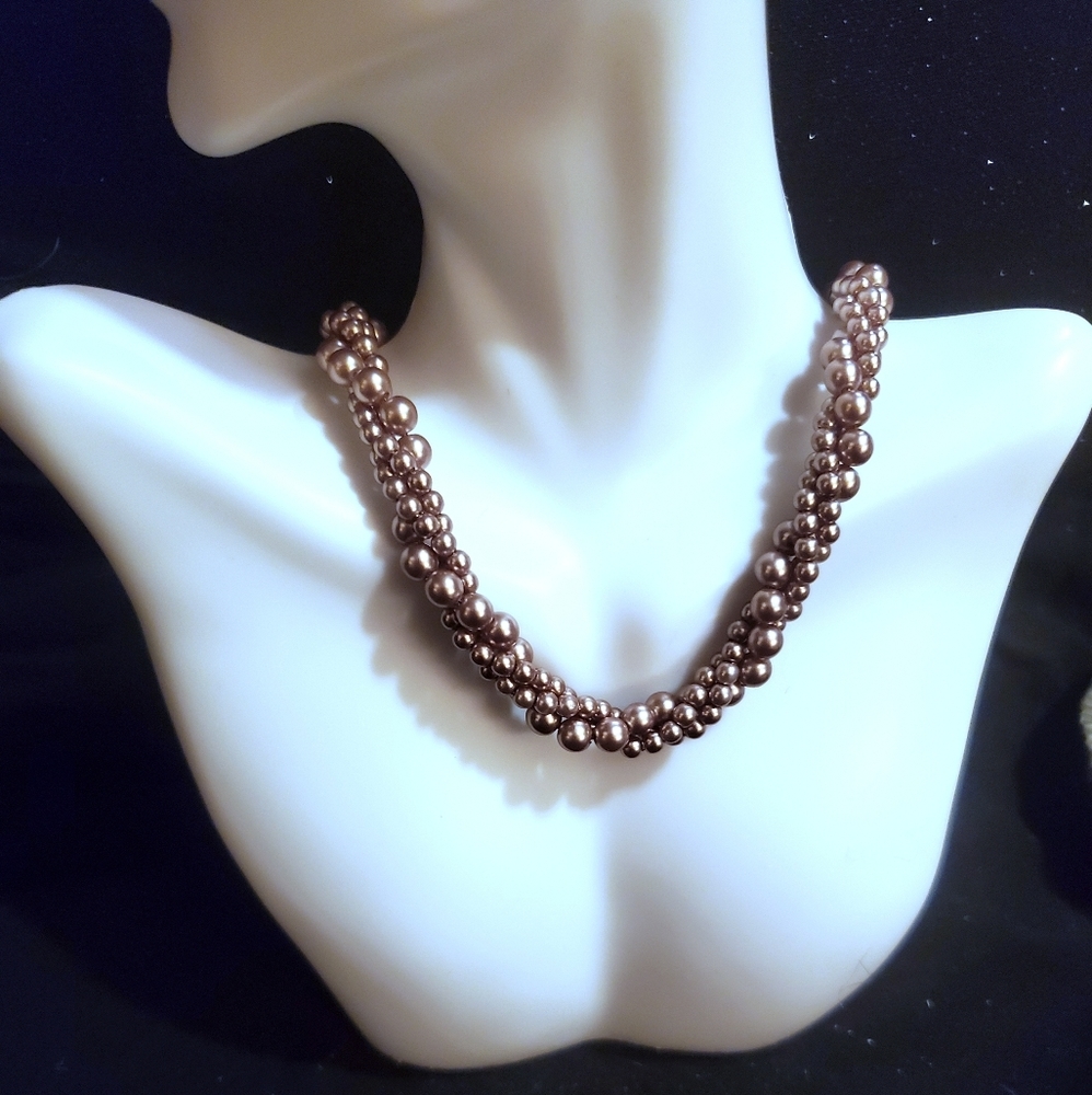 Vintage Pearl 3 strand twisted Necklace & Bracelet